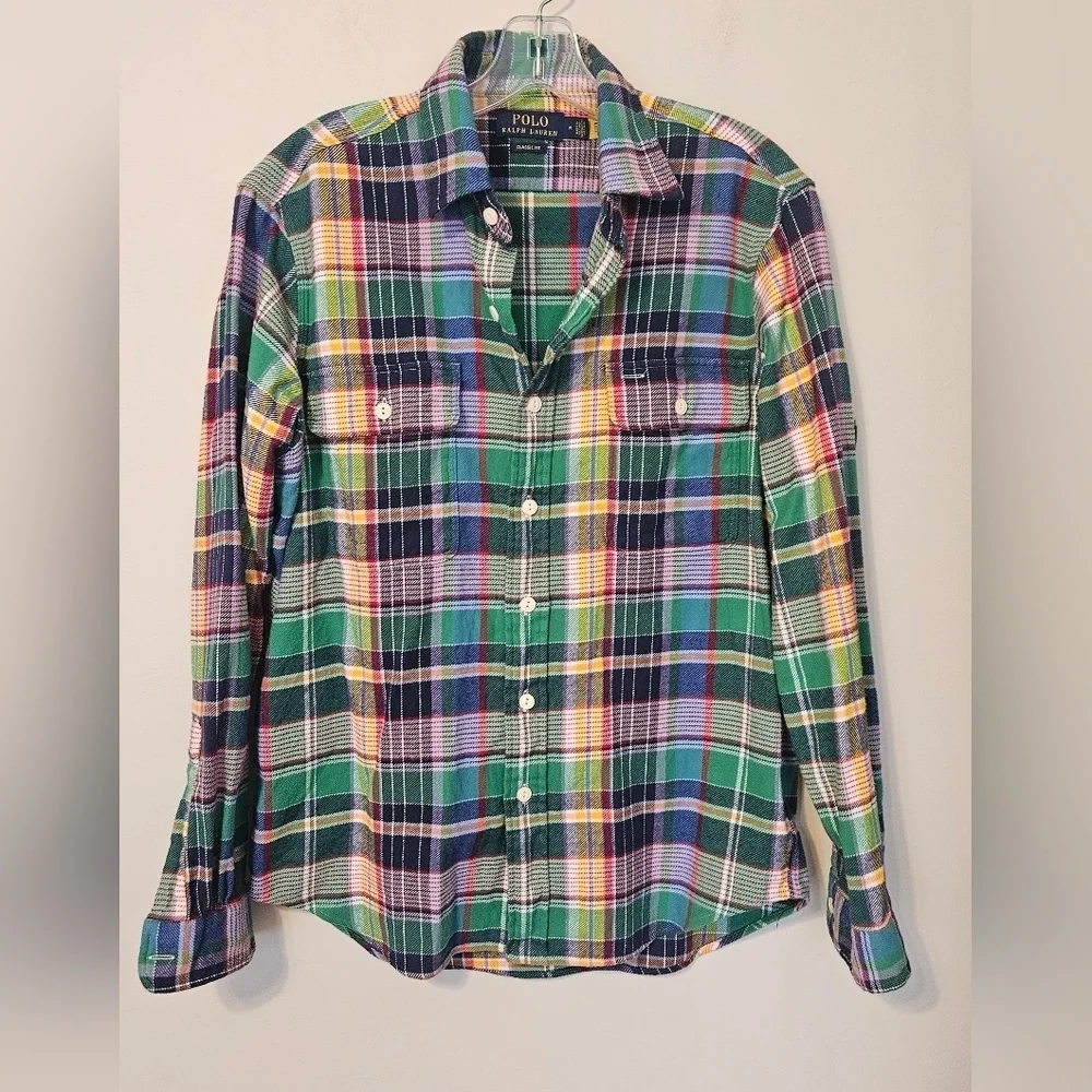 Polo Ralph Lauren Men's Classic Fit Flannel PlaidWorkshirt Heavy Cotton Medium